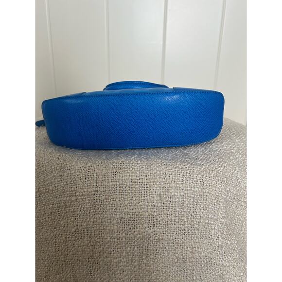 Vera Bradley Blue Leather Angled Bowler Ikat Diamond Satchel/Crossbody Purse - Picture 7 of 10